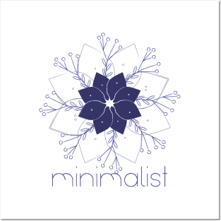 Minimalist Mandala Blue Posters and Art